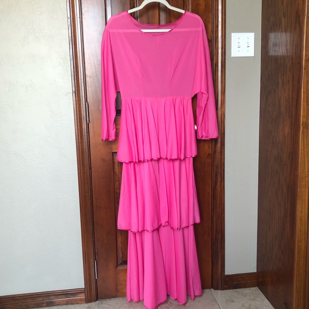 Vintage Maxi Hot Pink Tiered Dress